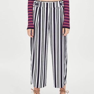 ZARA TRF Collection Navy and White Striped Trousers - Size XL